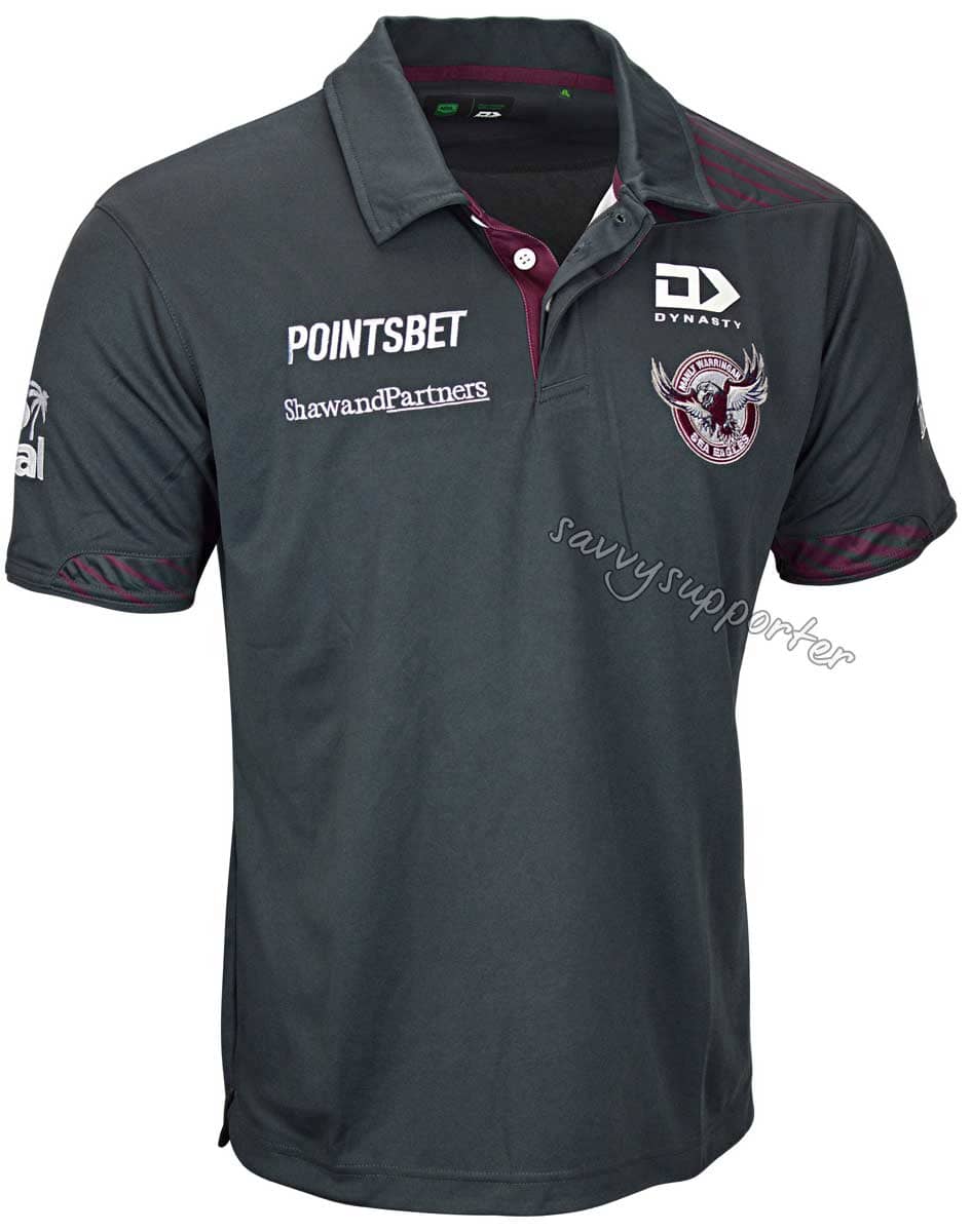 Manly Sea Eagles 2023 NRL Mens Charcoal Alternate Polo Shirt