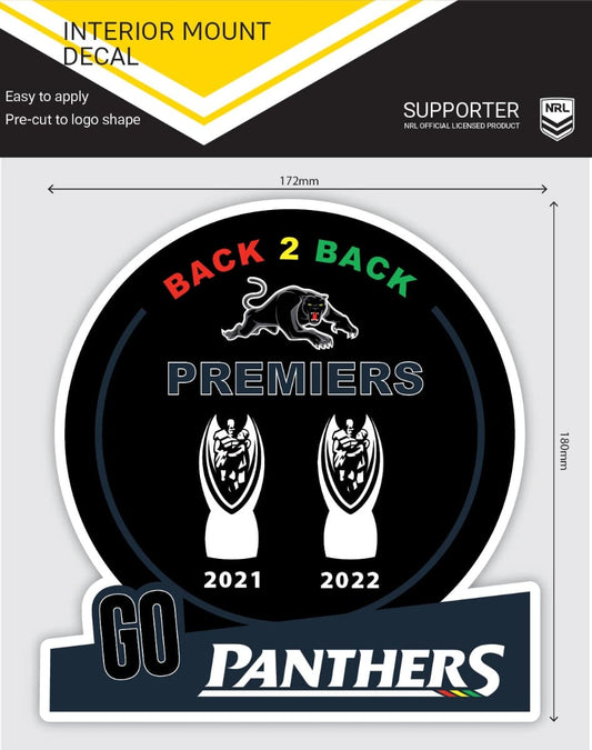 Penrith Panthers 2022 NRL Premiers Interior Mount Decal Sticker (172mm W x 180mm H)