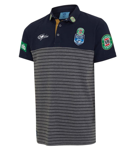 NSW Blues Origin Striped Team Polo Shirt