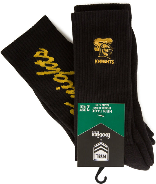 Newcastle Knights 2026 NRL Mens Black Sneaker Sock 2 Pack Size 8-13 Mens