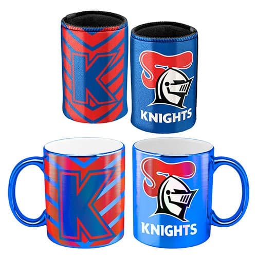Newcastle Knights NRL Metallic Can Cooler and Mug Pack
