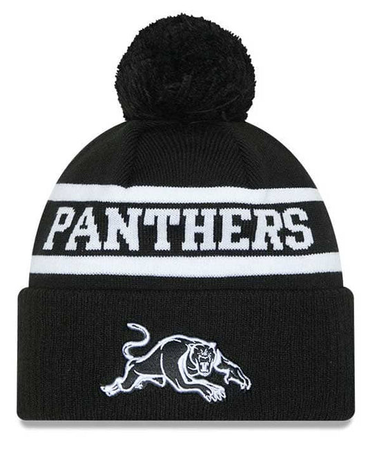 Penrith Panthers 2025 NRL New Era Black White Knit Beanie