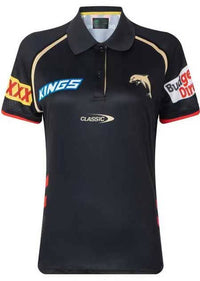 Redcliffe Dolphins 2023 NRL Ladies Black Players Polo Shirt