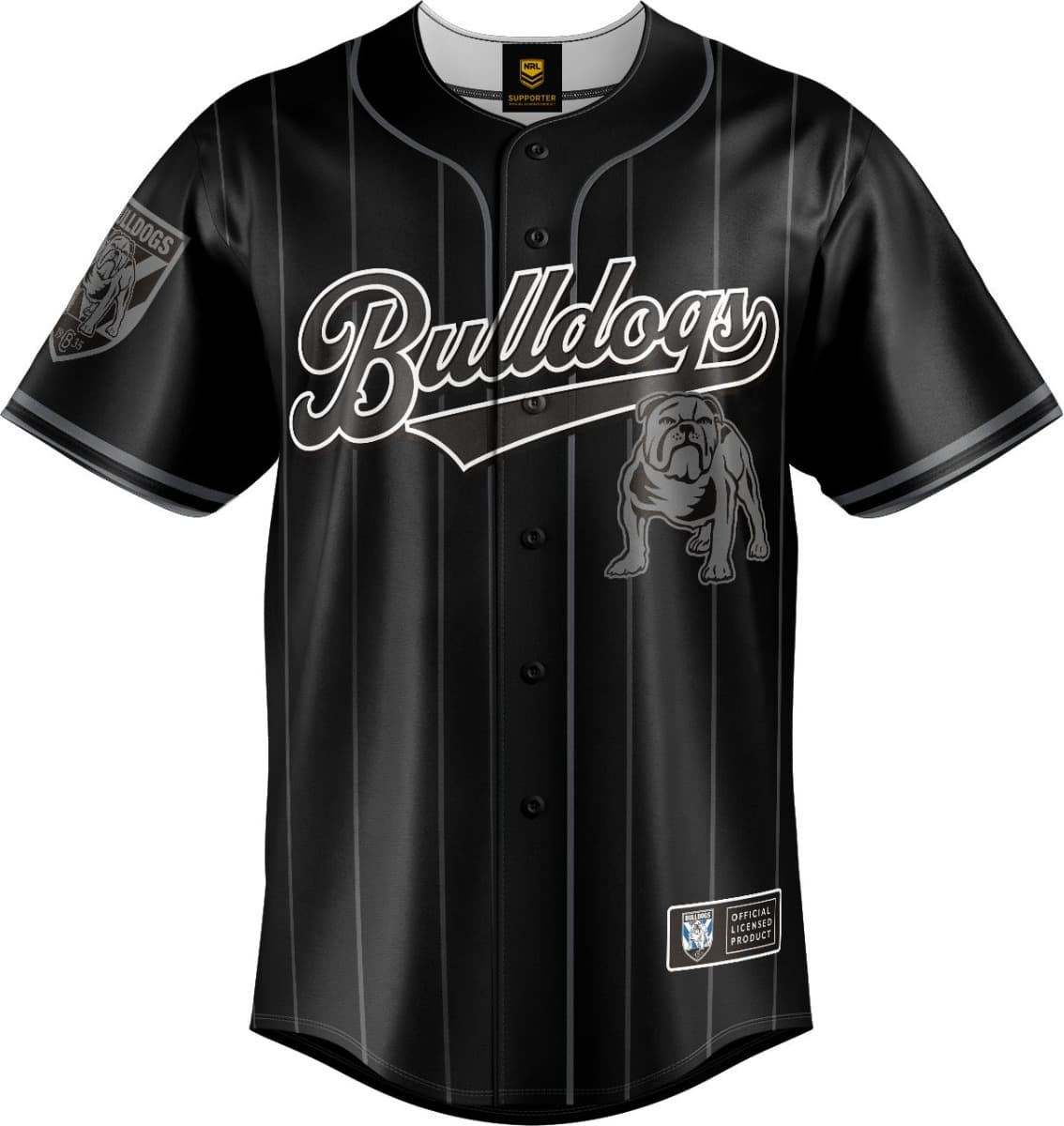 Canterbury Bulldogs 2025 NRL Mens Blackout Baseball Shirt