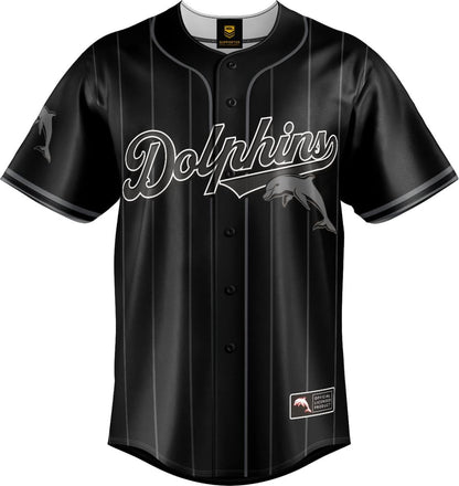Dolphins 2025 NRL Mens Blackout Baseball Shirt