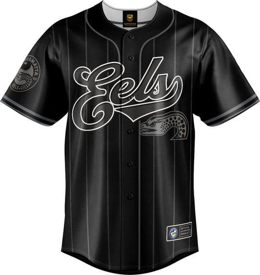 Parramatta Eels 2025 NRL Mens Blackout Baseball Shirt
