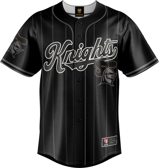 Newcastle Knights 2025 NRL Mens Blackout Baseball Shirt