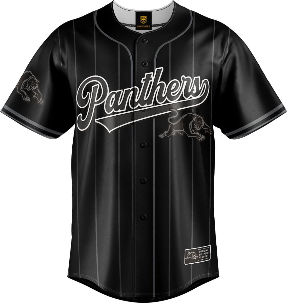 Penrith Panthers 2025 NRL Mens Blackout Baseball Shirt