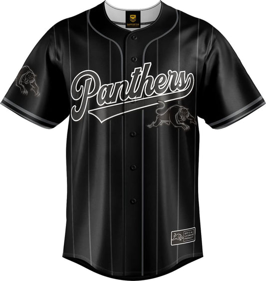 Penrith Panthers 2025 NRL Mens Blackout Baseball Shirt