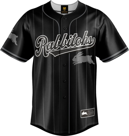 South Sydney Rabbitohs 2025 NRL Mens Blackout Baseball Shirt