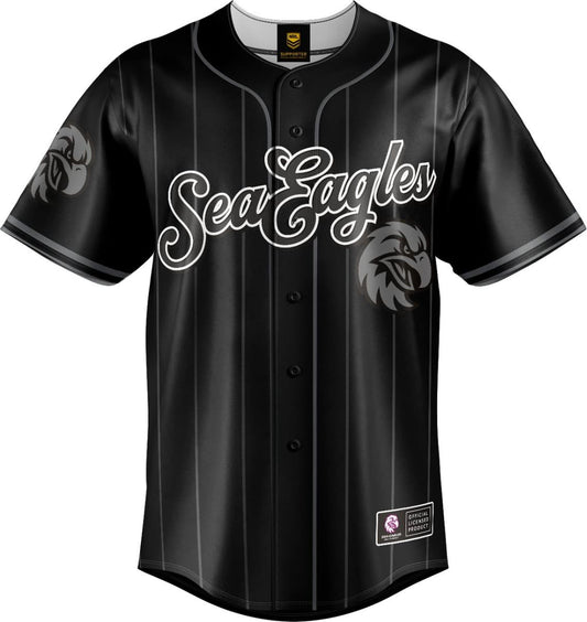 Manly Sea Eagles 2025 NRL Mens Blackout Baseball Shirt