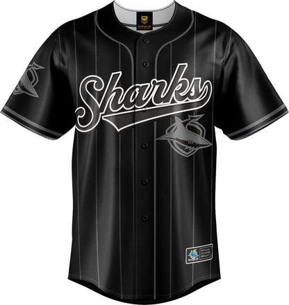 Cronulla Sharks 2025 NRL Mens Blackout Baseball Shirt