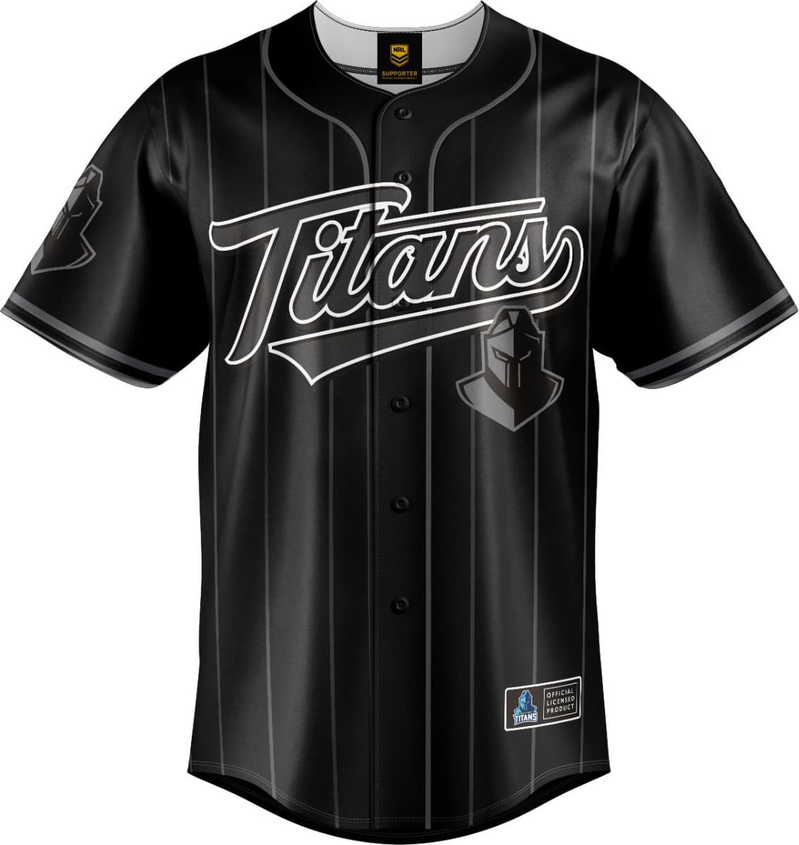 Gold Coast Titans 2025 NRL Mens Blackout Baseball Shirt