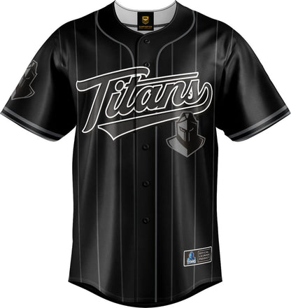 Gold Coast Titans 2025 NRL Mens Blackout Baseball Shirt