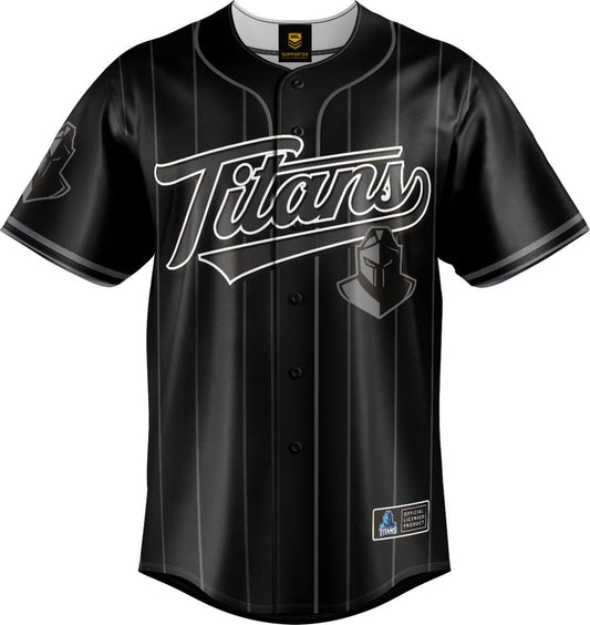 Gold Coast Titans 2025 NRL Mens Blackout Baseball Shirt