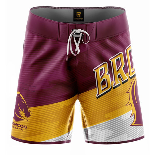 Brisbane Broncos 2025 NRL Mens Barrel Board Shorts