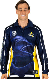 North Queensland Cowboys 2025 NRL Mens Barracuda Fishing Shirt