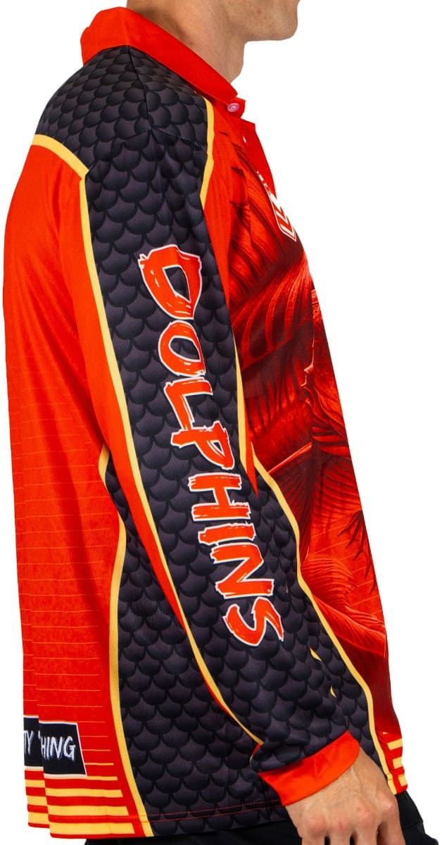 Dolphins 2025 NRL Mens Barracuda Fishing Shirt