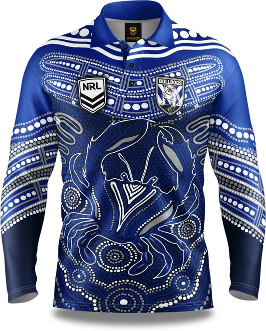 Canterbury Bulldogs 2025 NRL Mens Karumba Indigenous Fishing Shirt