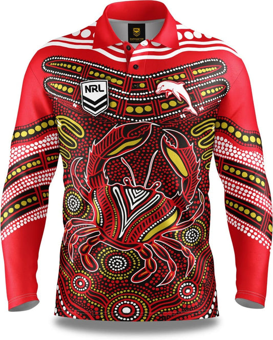 Dolphins 2025 NRL Mens Karumba Indigenous Fishing Shirt
