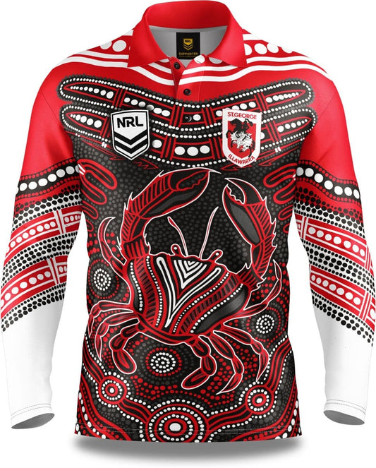 St George Dragons 2025 NRL Mens Karumba Indigenous Fishing Shirt