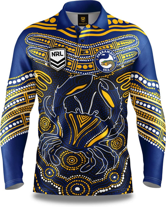 Parramatta Eels 2025 NRL Mens Karumba Indigenous Fishing Shirt
