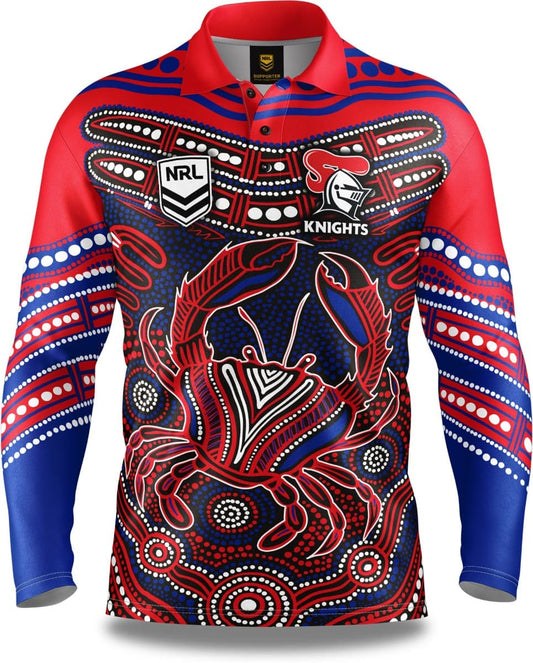 Newcastle Knights 2025 NRL Mens Karumba Indigenous Fishing Shirt
