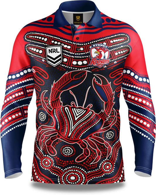 Sydney Roosters 2025 NRL Mens Karumba Indigenous Fishing Shirt
