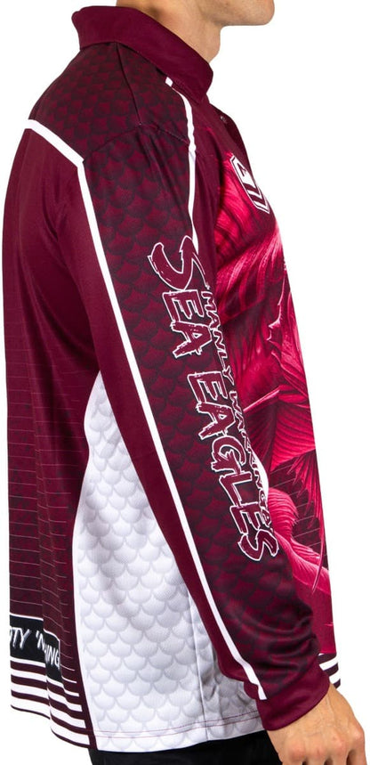 Manly Sea Eagles 2025 NRL Mens Barracuda Fishing Shirt