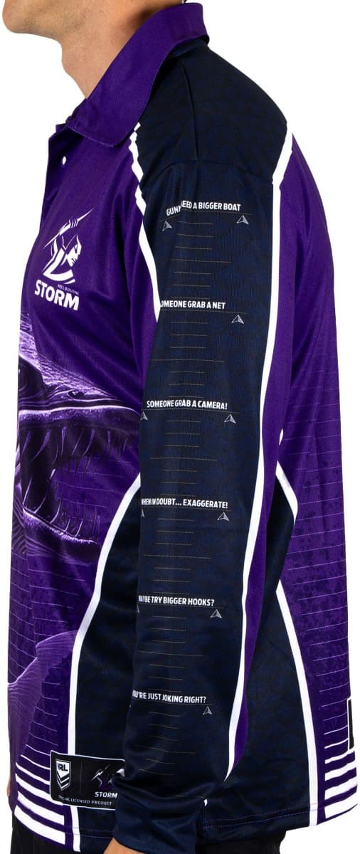 Melbourne Storm 2025 NRL Mens Barracuda Fishing Shirt