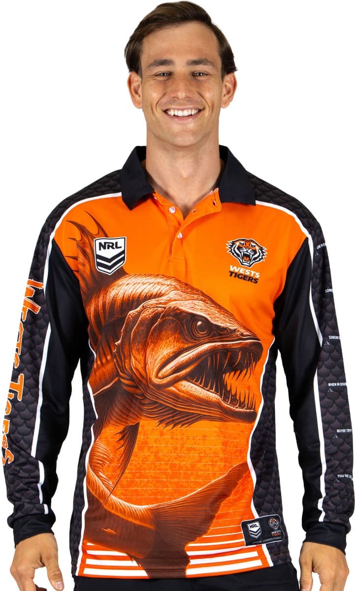 Wests Tigers 2025 NRL Mens Barracuda Fishing Shirt
