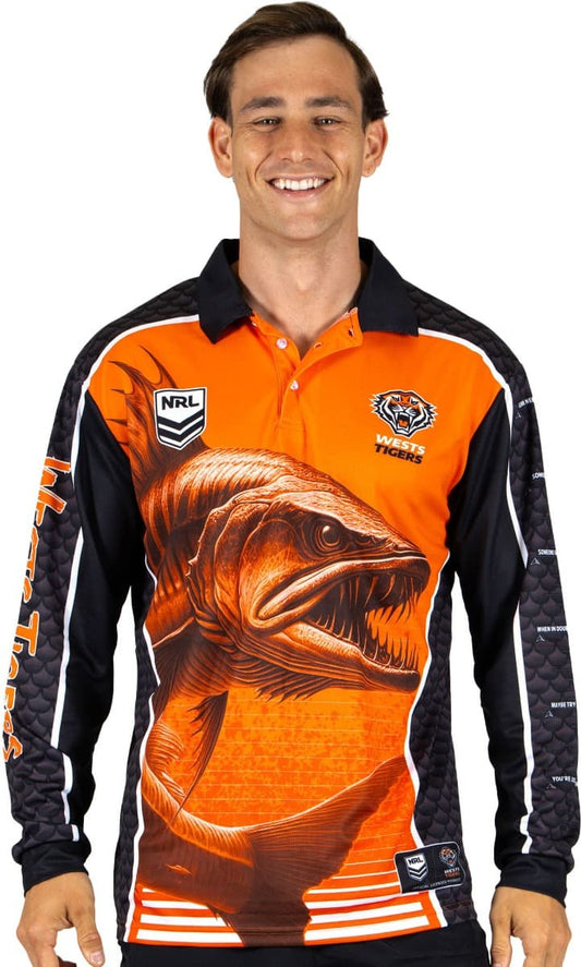 Wests Tigers 2025 NRL Mens Barracuda Fishing Shirt