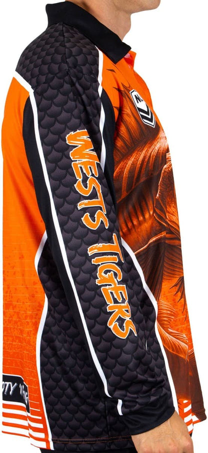 Wests Tigers 2025 NRL Mens Barracuda Fishing Shirt