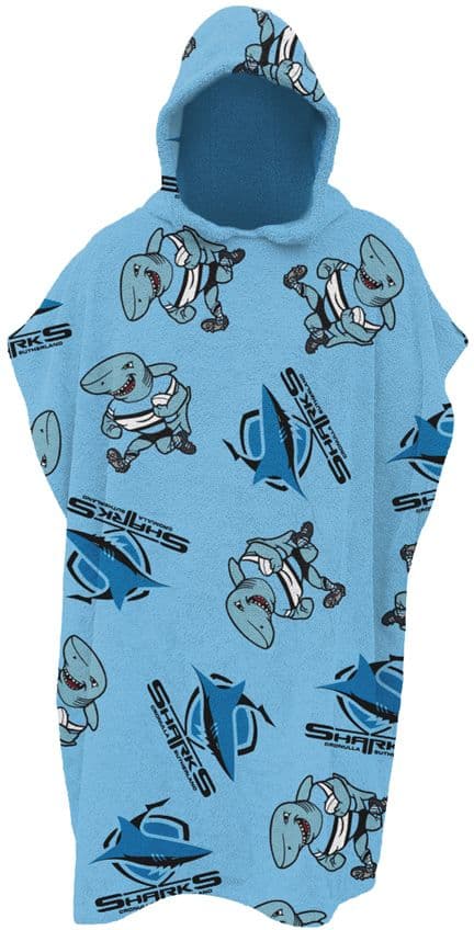 Cronulla Sharks NRL Kids Hooded Beach Towel
