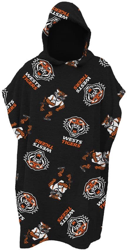 Wests Tigers NRL Kids Hooded Beach Towel