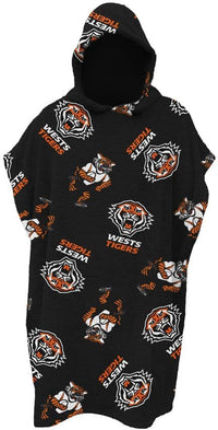 Wests Tigers NRL Kids Hooded Beach Towel