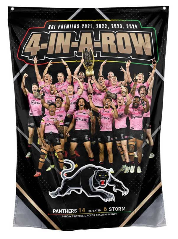 Penrith Panthers 2024 NRL Premiers Phase 2 Wall Flag  *PRESALE Due Dec*