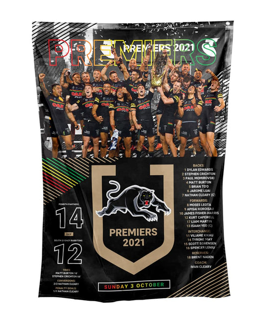 Penrith Panthers 2021 NRL Premiers Team Wall Flag