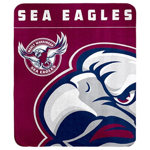 Manly Sea Eagles NRL Polar Fleece Blanket 150cm x 130cm