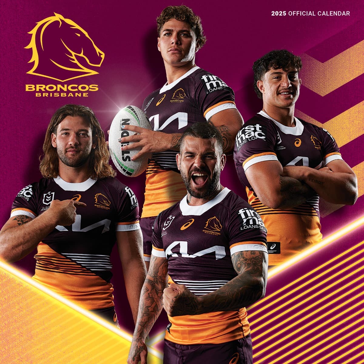 Brisbane Broncos 2025 NRL Team Wall Calendar
