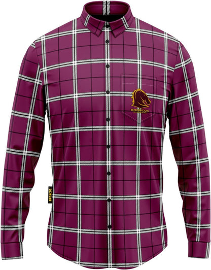Brisbane Broncos NRL Mens Mustang Flannel Shirt