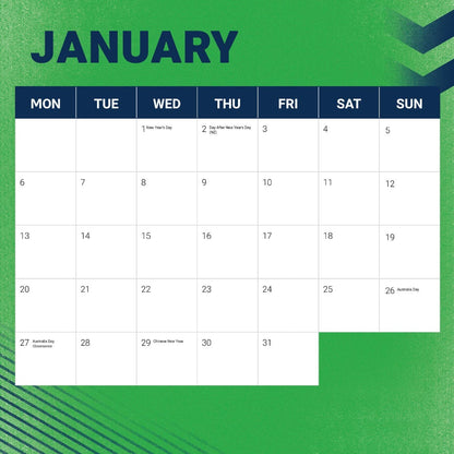 Canberra Raiders 2025 NRL Team Wall Calendar