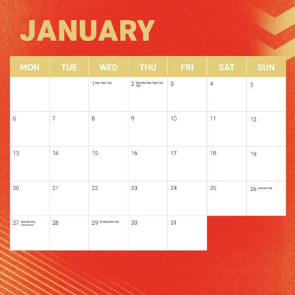 Dolphins 2025 NRL Team Wall Calendar