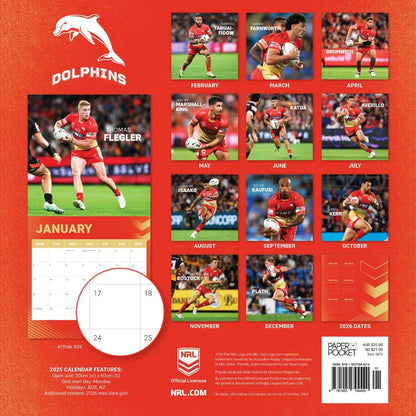 Dolphins 2025 NRL Team Wall Calendar