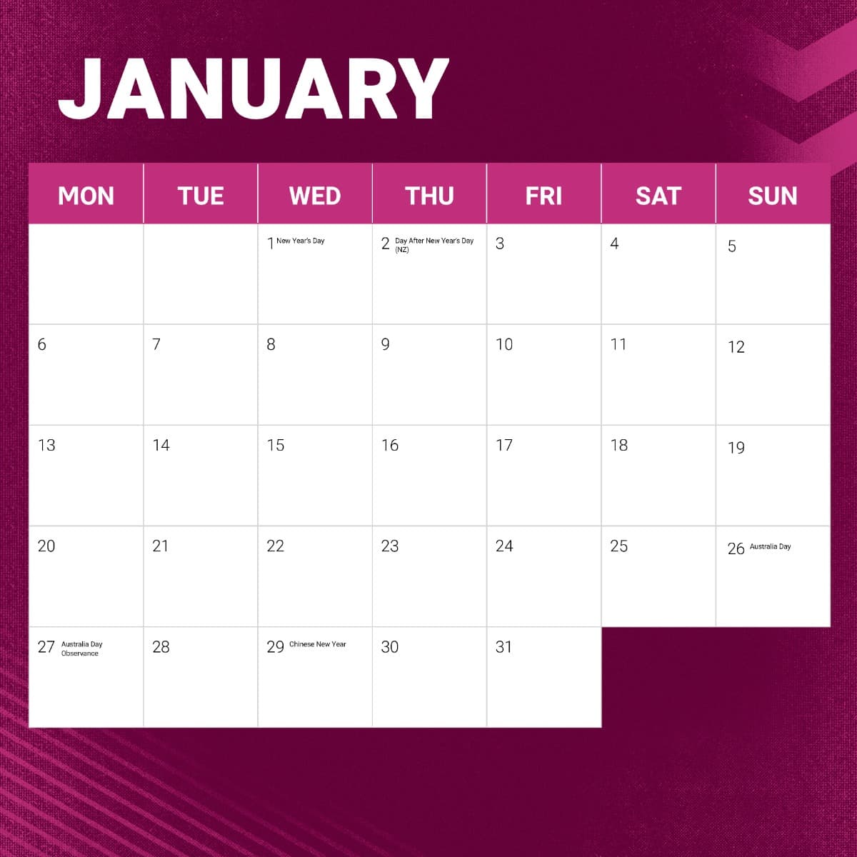 Manly Sea Eagles 2025 NRL Team Wall Calendar