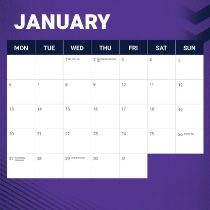 Melbourne Storm 2025 NRL Team Wall Calendar