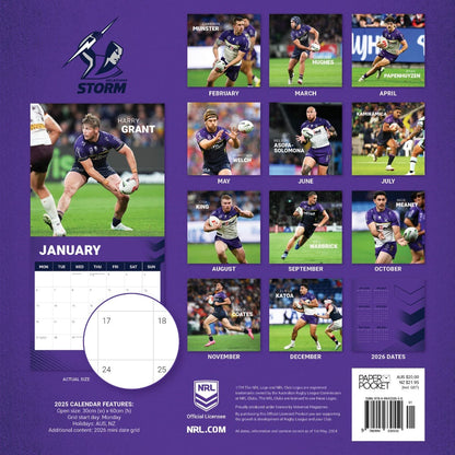 Melbourne Storm 2025 NRL Team Wall Calendar