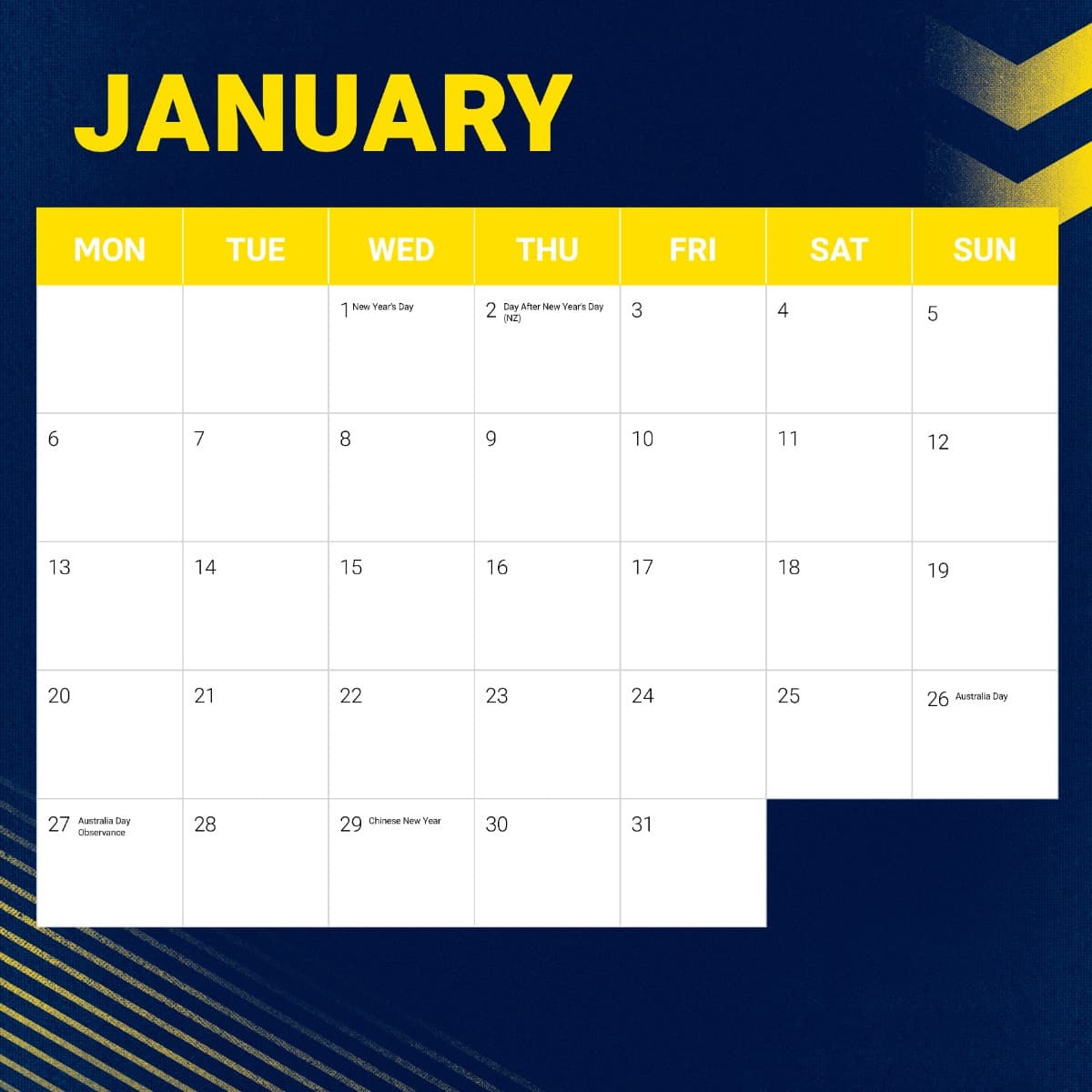 North Queensland Cowboys 2025 NRL Team Wall Calendar