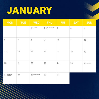 North Queensland Cowboys 2025 NRL Team Wall Calendar