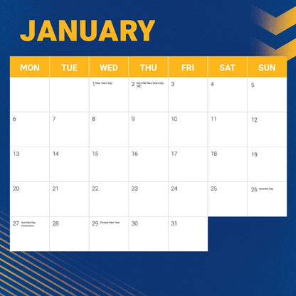 Parramatta Eels 2025 NRL Team Wall Calendar